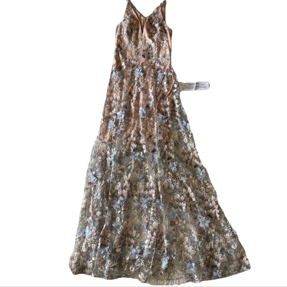 Dress The Population Sidney Deep V-Neck 3D Lace Gown Dress Mineral Blue  Sheer is available for purchase on au PAY Market - Imported Goods Online  Store Co.Ltd. | au PAY Market -